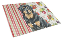 Load image into Gallery viewer, Black and Tan Tibetan Mastiff Vegetables Glass Cutting Board