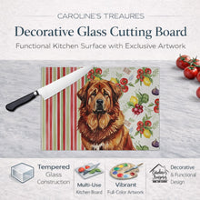 Load image into Gallery viewer, Red Gold Tibetan Mastiff Vegetables Glass Cutting Board