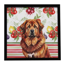 Load image into Gallery viewer, Red Gold Tibetan Mastiff Vegetables Framed Metal Print