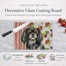 Load image into Gallery viewer, Black and Tan Tibetan Spaniel Vegetables Glass Cutting Board