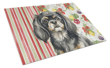 Load image into Gallery viewer, Black and Tan Tibetan Spaniel Vegetables Glass Cutting Board