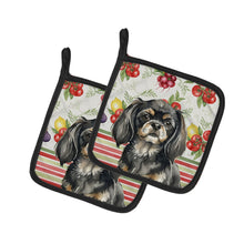 Load image into Gallery viewer, Black and Tan Tibetan Spaniel Vegetables Pair of Pot Holders