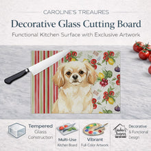 Load image into Gallery viewer, Cream Tibetan Spaniel Vegetables Glass Cutting Board