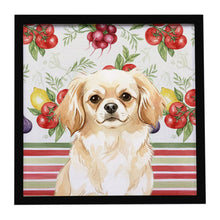 Load image into Gallery viewer, Cream Tibetan Spaniel Vegetables Framed Metal Print