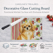 Load image into Gallery viewer, Gold Tibetan Spaniel Vegetables Glass Cutting Board