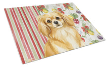 Load image into Gallery viewer, Gold Tibetan Spaniel Vegetables Glass Cutting Board