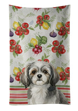 Load image into Gallery viewer, Grey and White Tibetan Spaniel Vegetables Kitchen Towel