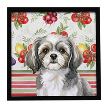 Load image into Gallery viewer, Grey and White Tibetan Spaniel Vegetables Framed Metal Print