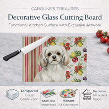 Load image into Gallery viewer, White Tibetan Spaniel Vegetables Glass Cutting Board