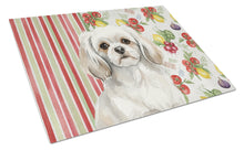 Load image into Gallery viewer, White Tibetan Spaniel Vegetables Glass Cutting Board