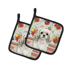 Load image into Gallery viewer, White Tibetan Spaniel Vegetables Pair of Pot Holders