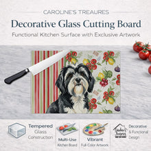 Load image into Gallery viewer, Black and White Tibetan Terrier Vegetables Glass Cutting Board