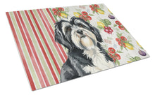 Load image into Gallery viewer, Black and White Tibetan Terrier Vegetables Glass Cutting Board