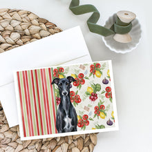 Load image into Gallery viewer, Black Whippet Vegetables Greeting Cards Pack of 8
