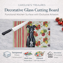 Load image into Gallery viewer, Black Whippet Vegetables Glass Cutting Board
