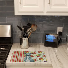 Load image into Gallery viewer, Blue Whippet Vegetables Glass Cutting Board