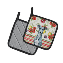 Load image into Gallery viewer, Blue Whippet Vegetables Pair of Pot Holders