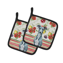 Load image into Gallery viewer, Blue Whippet Vegetables Pair of Pot Holders