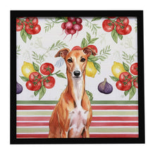 Load image into Gallery viewer, Red Whippet Vegetables Framed Metal Print