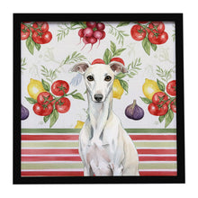 Load image into Gallery viewer, White Whippet Vegetables Framed Metal Print