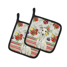 Load image into Gallery viewer, White Whippet Vegetables Pair of Pot Holders