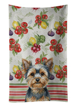 Load image into Gallery viewer, Blue and Tan Yorkshire Terrier Vegetables Kitchen Towel