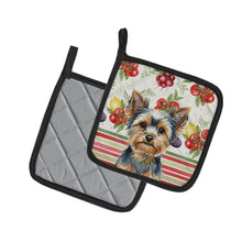 Load image into Gallery viewer, Blue and Tan Yorkshire Terrier Vegetables Pair of Pot Holders