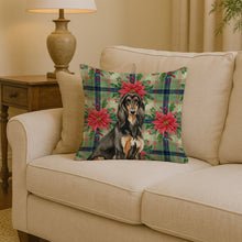 Load image into Gallery viewer, Black &amp; Tan Afghan Hound Christmas PoinsettIas Throw Pillow