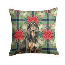 Load image into Gallery viewer, Black &amp; Tan Afghan Hound Christmas PoinsettIas Throw Pillow