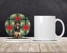 Load image into Gallery viewer, Black &amp; Tan Afghan Hound Christmas PoinsettIas Large Sandstone Coasters Pack of 4