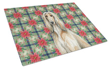Load image into Gallery viewer, Afghan Hound Christmas PoinsettIas Glass Cutting Board