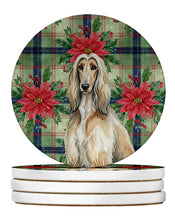 Load image into Gallery viewer, Afghan Hound Christmas PoinsettIas Large Sandstone Coasters Pack of 4