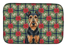 Load image into Gallery viewer, Airedale Terrier Christmas PoinsettIas Dish Drying Mat