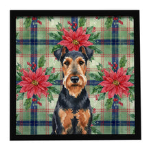 Load image into Gallery viewer, Airedale Terrier Christmas PoinsettIas Framed Metal Print