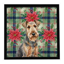 Load image into Gallery viewer, Grizzle Airedale Terrier Christmas PoinsettIas Framed Metal Print