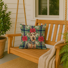 Load image into Gallery viewer, Grizzle Airedale Terrier Christmas PoinsettIas Throw Pillow