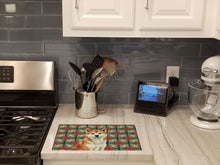 Load image into Gallery viewer, Red Akita Christmas PoinsettIas Glass Cutting Board