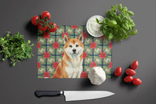 Load image into Gallery viewer, Red Akita Christmas PoinsettIas Glass Cutting Board