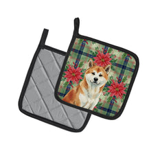 Load image into Gallery viewer, Red Akita Christmas PoinsettIas Pair of Pot Holders
