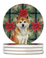 Load image into Gallery viewer, Red Akita Christmas PoinsettIas Large Sandstone Coasters Pack of 4
