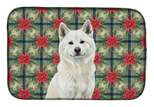Load image into Gallery viewer, White Akita Christmas PoinsettIas Dish Drying Mat