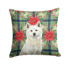 Load image into Gallery viewer, White Akita Christmas PoinsettIas Throw Pillow