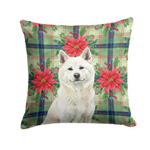 Load image into Gallery viewer, White Akita Christmas PoinsettIas Throw Pillow