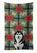 Load image into Gallery viewer, Black and White Alaskan Malamute Christmas PoinsettIas Kitchen Towel