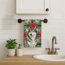 Load image into Gallery viewer, Gray and White Alaskan Malamute Christmas PoinsettIas Kitchen Towel