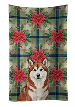 Load image into Gallery viewer, Red and White Alaskan Malamute Christmas Poinsettas Kitchen Towel