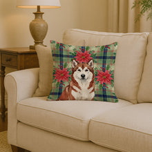Load image into Gallery viewer, Red and White Alaskan Malamute Christmas Poinsettas Throw Pillow