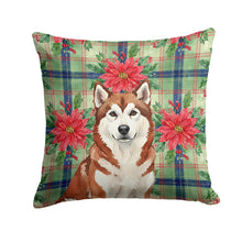 Load image into Gallery viewer, Red and White Alaskan Malamute Christmas Poinsettas Throw Pillow