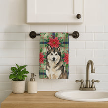 Load image into Gallery viewer, Sable and White Alaskan Malamute Christmas Poinsettas Kitchen Towel