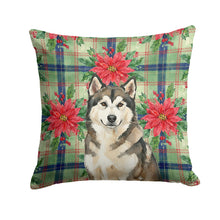 Load image into Gallery viewer, Sable and White Alaskan Malamute Christmas Poinsettas Throw Pillow